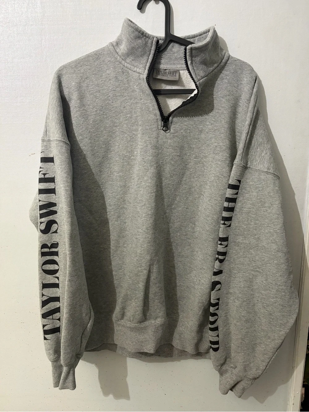 Taylor Swift Light Gray Half-Zip Pullover with Black Trim